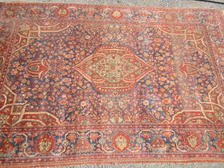 antique esfahan rug 4 4" x 6' 8" good condition some wear solid rug no holes 785.00 plus shipping              