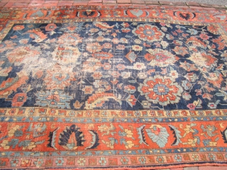 heriz rug measuring 7' 2" x 10' 5" good colors worn area and repair and one patch as shown no dry rot no pets $625 plus shipping SOLDDDDDDDDDDDDDDDDDDDDDDD     