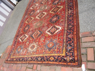 persian karaja rug great rare size great colors solid rug no dry rot no damage some wear as shown 8'  x  10' 9" clean everything sells here check me outSOLDDDDDDDDDDDDDDDDD  ...