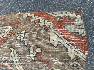 mid 19th century primitive antique village serapi 8' x 12' 5" all original untouched amazing camel corner clean rug              