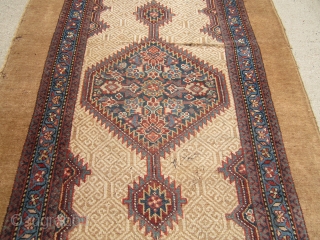 antique classic design sarab runner measuring 42" x 190" condition is as shown worn old moth damage  crease solid rug no dry rot needs cleaning cheap money big profit remember everything  ...