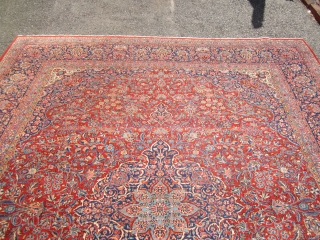 estate fresh antique persian kashan rug measuring 8' 10" x 11' velvet like feeling pile all around excellent even dense pile not your typical kashan if you dont like it send it  ...