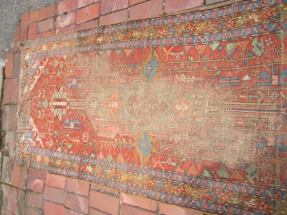 worn wool on wool karaja rug solid rug beautiful colors no dry rot 3' x 10' 11" 325.00 plus shipping SOLD THANKS           