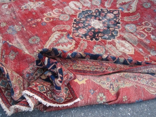 antique turkish sivas oriental rug great distressed condition complete rug both ends and sides are good no holes no dry rot clean rug 10' 3" x 13' 7" cheap money huge profit  ...