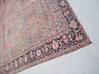 Rare estate find antique 1880 farahan sarouk rug measuring 6' 10" x 9' 10" even dense low pile  all around both ends are missing a row or two has dry foundation  ...
