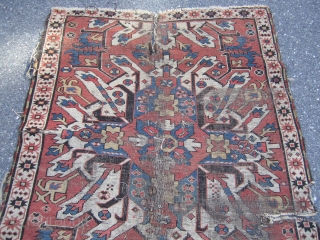 antique eagle kazak 3' 9" x 6' 10" in poor condition fragment nice design 185.00 plus shipping SOLD THANKS              