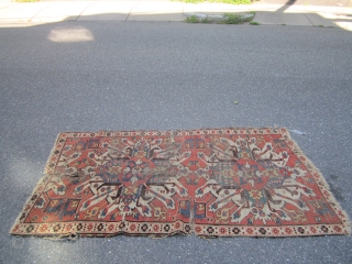antique eagle kazak 3' 9" x 6' 10" in poor condition fragment nice design 185.00 plus shipping SOLD THANKS              