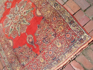 nice estate oriental rug looks like tabriz to me but not sure any suggestion will be great it measures 4' 8" x 6' 5" solid floppy rug minor foundation worn ends SOLD  ...