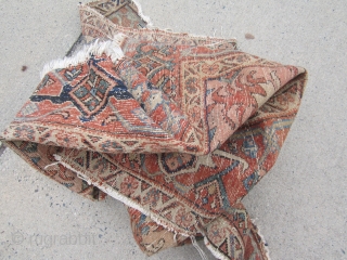 antique squarish serapi rug 4' 10" x 5' 7" poor condition no dry rot . SOLDDDDDDDDDDDDDDDDDDDDDDDDDDD                 