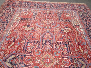 estate antique heriz serapi(SOLD SOLD) 9' x 12' 8" super rare design full pile as shown on the whole rug one side moth issue as shown 7" x 55" otherwise perfect has  ...