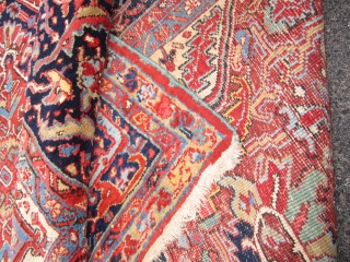 estate antique heriz serapi(SOLD SOLD) 9' x 12' 8" super rare design full pile as shown on the whole rug one side moth issue as shown 7" x 55" otherwise perfect has  ...