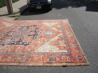 estate distressed antique serapi rug 9' 5" x 12' very supple condition as shown no dry rot clean rug worn in places great open design 2700 plus shipping. SOLDDDDDDDDDDDDDDDDDDDDDDDDDDDDDDDDDDDDDDDDD    