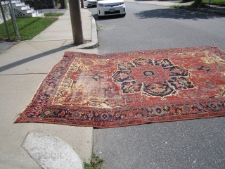 antique serapi heriz rug measuring 9' x 11' 9" great colors area of wear clean rug no holes and no dry rot fantastic design can send more pictures if interested.SOLDDDDDDDDDDDDDDDDDDDDDDDDDDDDDDDD   