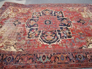 antique serapi heriz rug measuring 9' x 11' 9" great colors area of wear clean rug no holes and no dry rot fantastic design can send more pictures if interested.SOLDDDDDDDDDDDDDDDDDDDDDDDDDDDDDDDD   