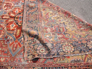 great colors camel corner heriz rug 7' 3" x 11' 2' very clean few worn spot as shown nothing major very floppy 1395.00 plus shipping. SOLDDDDDDDDDDDDDDDDDDDDDDDDDDDDDDDD       