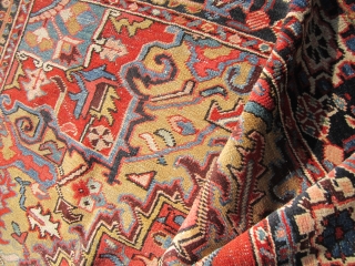 great colors camel corner heriz rug 7' 3" x 11' 2' very clean few worn spot as shown nothing major very floppy 1395.00 plus shipping. SOLDDDDDDDDDDDDDDDDDDDDDDDDDDDDDDDD       