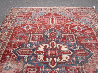 antique serapi heriz rug 9' 7" x 12' 7" worn condition with repair and patch beautiful colors solid rug no dry rot clean no pets and no smoke real deal.
SOLDDDDDDDDDDDDDDDDDDDDDDDDDDDDDDDDDDDDDD   