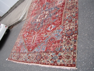 antique serapi heriz rug 9' 7" x 12' 7" worn condition with repair and patch beautiful colors solid rug no dry rot clean no pets and no smoke real deal.
SOLDDDDDDDDDDDDDDDDDDDDDDDDDDDDDDDDDDDDDD   