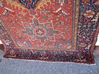 antique karaja karajeh rug 4' 6" x 6' 4" some minor foundation sides and ens need securing great old colors shipping is $25 in u.s.        