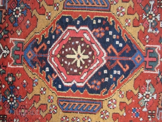 antique karaja karajeh rug 4' 6" x 6' 4" some minor foundation sides and ens need securing great old colors shipping is $25 in u.s.        