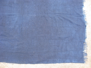 Vintage African indigo cloth, hand woven cotton, Mossi People, Burkina Faso, this is not mud cloth, the cotton fiber is dyed first, and woven by hand into small strips that are then  ...