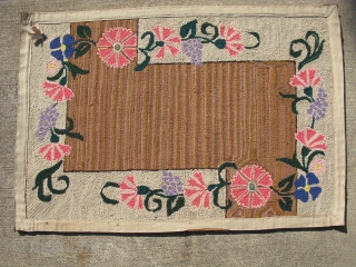 Semi-antique American hooked rug, hand hooked cloth strips on burlap, ca.1940, the variegated striations are very nice, both sides are shown, the approximate size is 25 inches x 37 inches, general good  ...