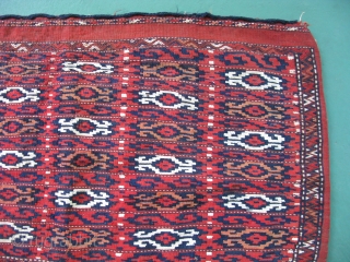 Antique Turkoman flat-weave Chuval, tribal storage bag, Yomud People, Turkmenistan, hand woven kilim, wool and white cotton, 1st Qtr 20thC, general good condition, minor staining, it could benefit from a cleaning, the  ...