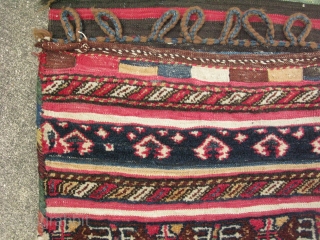 storage bags, mixture of pile and plain weave face, plain weave kilim back, stains, 1920s-30's, the origin is a mystery to me, but I always thought these were from NW Iran, symmetrical  ...