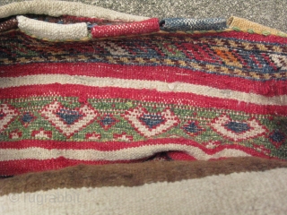 storage bags, mixture of pile and plain weave face, plain weave kilim back, stains, 1920s-30's, the origin is a mystery to me, but I always thought these were from NW Iran, symmetrical  ...