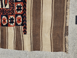 Persian Bakhtiari storage bag fragment, hand knotted pile and plain weave Kilim, SW Iran, general strong condition, shipping is extra, contact me at aarthur@cyberrug.com         