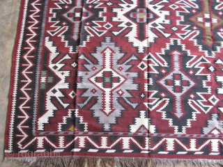 Caucasian kilim, wool on wool rug, size 5 ft. 8 in. x 10 ft. 5 in., Pashaly design, This type of kilim is normally attributed to Kuba, however, Robert Nooter in his  ...