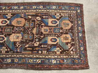 Antique Persian Hamadan rug, hand knotted wool, Iran, ca. 1920, a very unusual deep chocolate field color, very good condition with a small reweave, the approximate size is 3ft 2in x 6ft,  ...