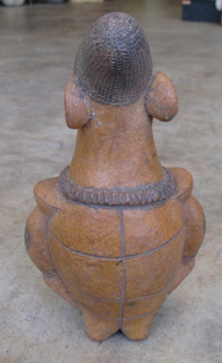 Mangbetu pottery figure with occipital head deformaion, Mangbetu Peoples, D.R. Congo, 20thC vintage, the Mangbetu are one of the few African tribes that practice head deformation, similar to some Native American groups,  ...