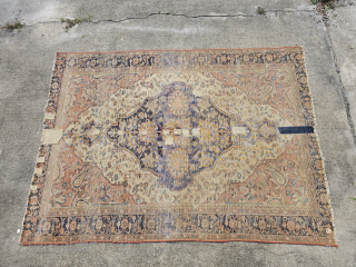 Antique Persian Malayer rug, hand knotted wool, Iran, ca. 1880, the approximate size is 51x69in, when I first saw this rug I thought it was a Faraghan Sarouk, but...it is woven with  ...