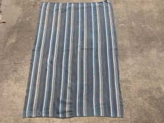 Vintage African indigo cloth, hand woven cotton, Mossi People, Burkina Faso, this is not mud cloth, the cotton fiber is dyed first, and woven by hand into small strips that are then  ...