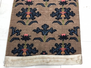 Antique Tibetan rug, good age and conditions. camel color with lotus flowers. Size 174 cm *90cm                 