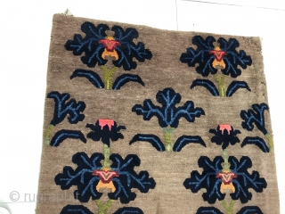 Antique Tibetan rug, good age and conditions. camel color with lotus flowers. Size 174 cm *90cm                 