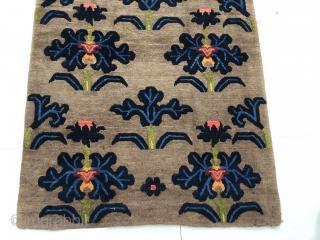 Antique Tibetan rug, good age and conditions. camel color with lotus flowers. Size 174 cm *90cm                 