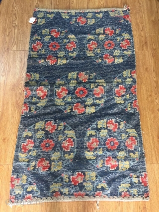 Tibetan rug, size 111*78cm . Flower medallion in blue color.                       