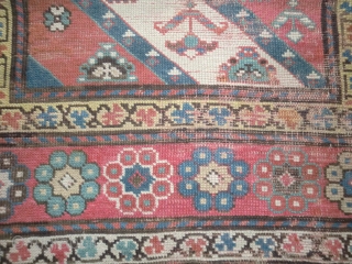 Kazak runner (small). Bit worn in the field in places, some repiling, edges secured but plenty of life left. Decent range of colours. 230 by 101cm.       