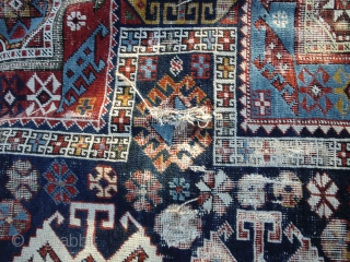 Antique and large shirvan. Decent colours. Crisply drawn. Some wear but plenty of functional use left. Small tear in one end. Easily repairable. Previously briefly listed but seems to have been lost!  ...