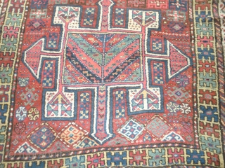 Super antique Quchan Kurd. Thick pile, strong design, good colours and lovely handle. Retains kilim ends, one oversown. Three small slits repaired (not by me), one of which is shown. Charming appeal.96  ...