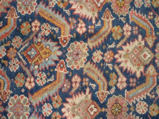 Thick piled old persian runner. Probably turn of 19/20th century. Heavy rug with good colours and decent weave. Area of wear (shown). Plenty of use left and great for decorating any hallway,  ...