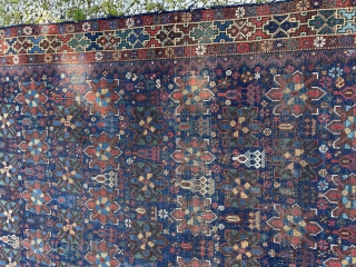 Gorgeous antique khamseh. Older than many. Super border and tight weave. Bit stiff so needs a wash. 197 by 140 cm            