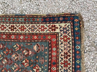 Sweet little Gendge prayer rug. Lovely teal colour. Edges need securing.  150 by 82cm                  