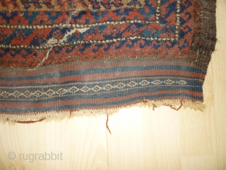 Balouch/NW Persian? Not my area or particular interest. Cute little rug with traditional colours and age. Well drawn. Goat selvedges? A few red and blue idiosyncracies in one half of the rug.  ...