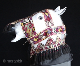 Late 19 century Uzbak Lakai Horse head dress. 
                        