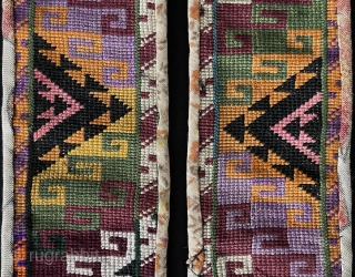 Antique Uzbekistan Lakai Silk Cross Stitch Belt with Shell. Size - ''82 cm x 7 cm'' turkmansilver@gmail.com.                