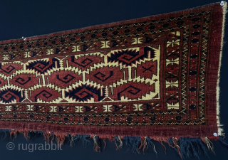 Antique Turkmen Saryk Torba Face and very fine condition. Great Saturated Natural Colors and All Wool. Size - ''139 cm x 43 cm'' turkmansilver@gmail.com         