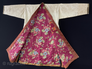Traditional Afghanistan Turkmen or Uzbek Groom's Chapan & Coat and Robe. Made of Silk brocade and linen with Russian printed fabric on cotton. Size - Arm to arm : 163 cm -  ...